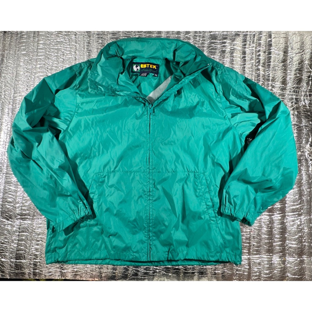 Eddie Bauer EBTEK Sac Jac Vintage Windbreaker Jacket Green Mens Large Packable
